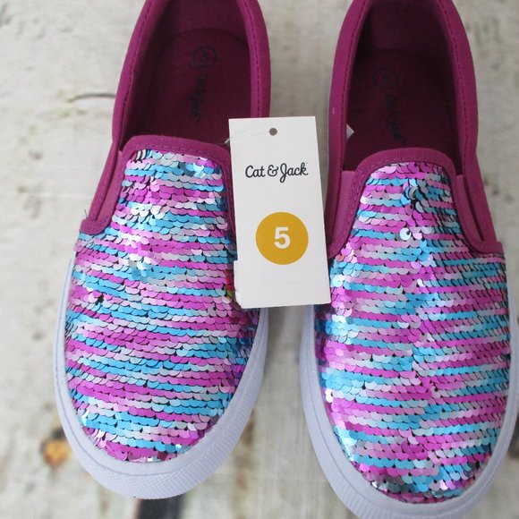 Cat & Jack Low Top Flip Sequin Fashion Sneakers - Picture 7 of 7